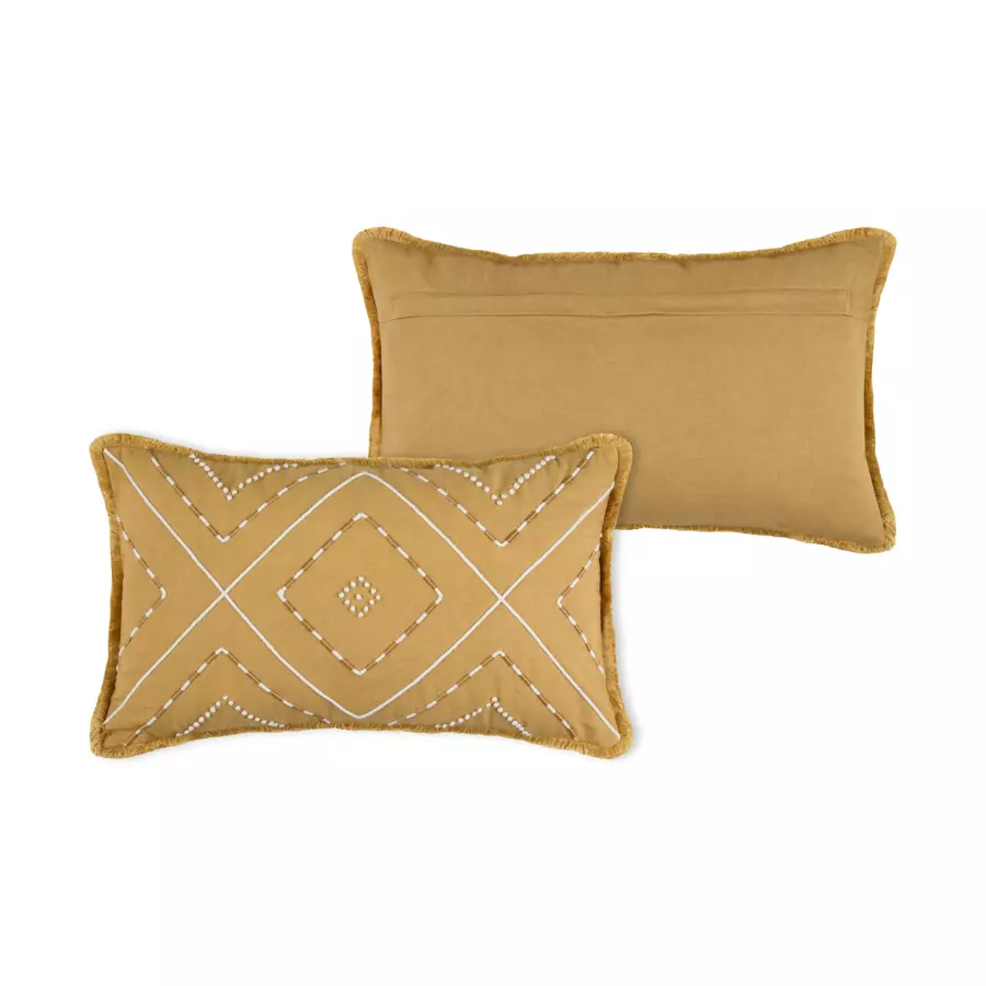 Coussin rectangulaire coton (50 cm) Bamako Jaune moutarde 5