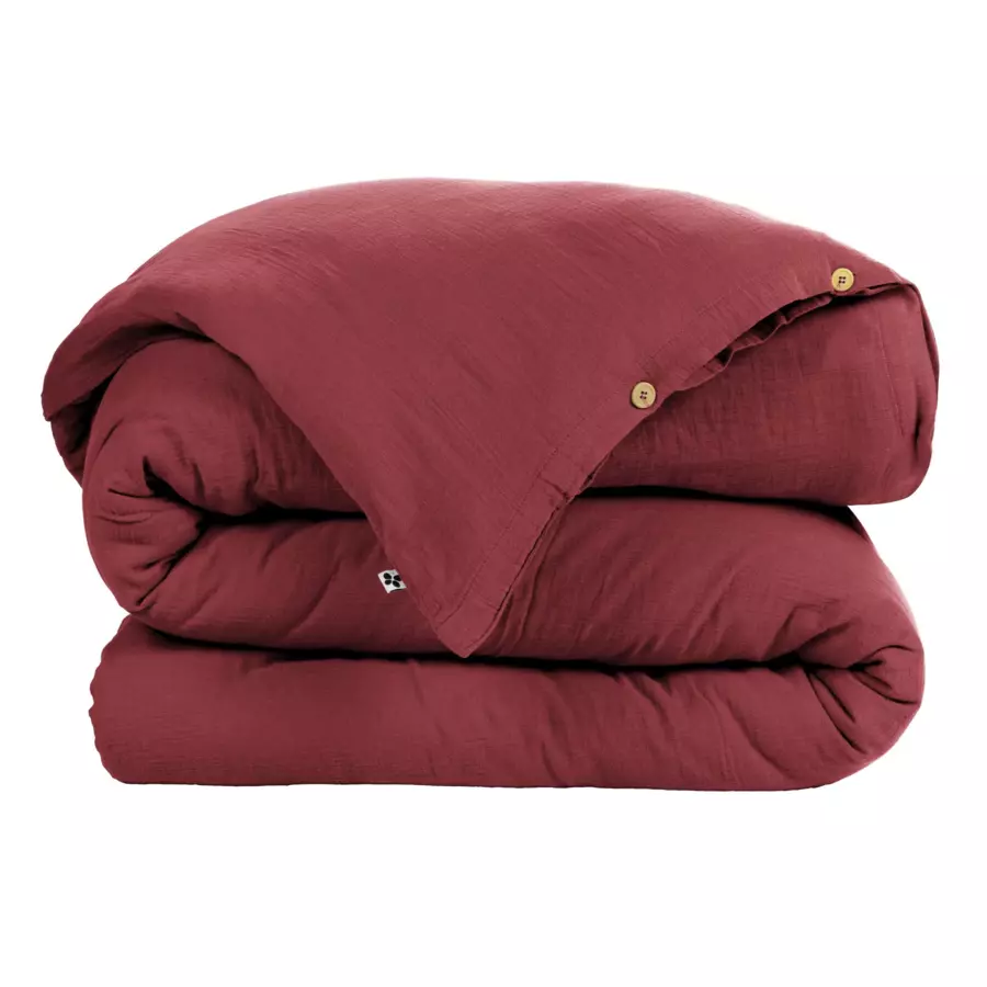 Funda Nórdica en gasa de algodón (280 cm) Gaïa Burdeos 5