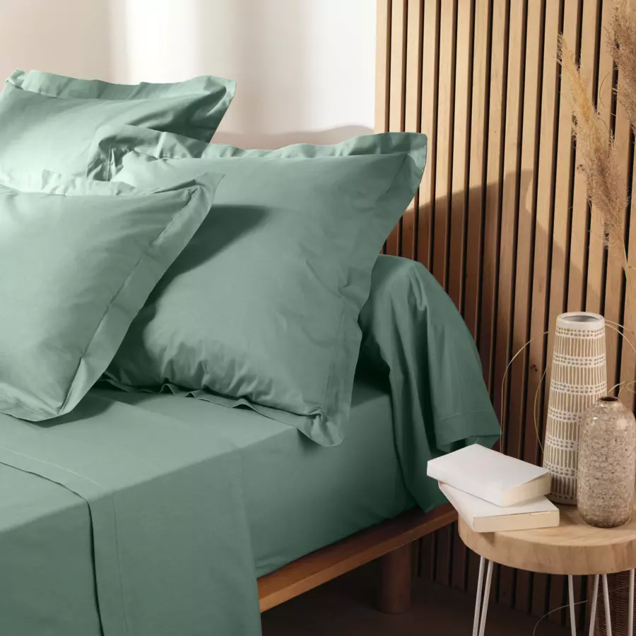 Funda de almohada rectangular en algodón bio (70 cm) Biolina Verde salvia 4