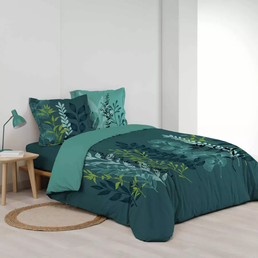Funda nórdica y dos fundas para almohadones en algodón (260 cm) Isabella Azul 4