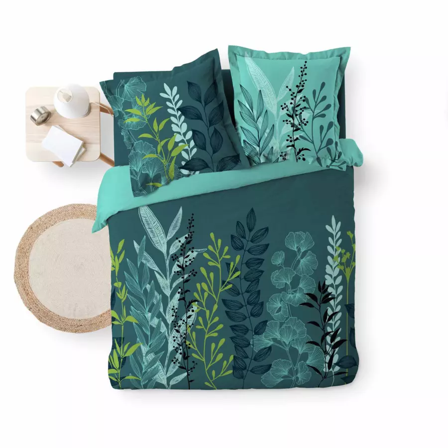 Funda nórdica y dos fundas para almohadones en algodón (260 cm) Isabella Azul 5