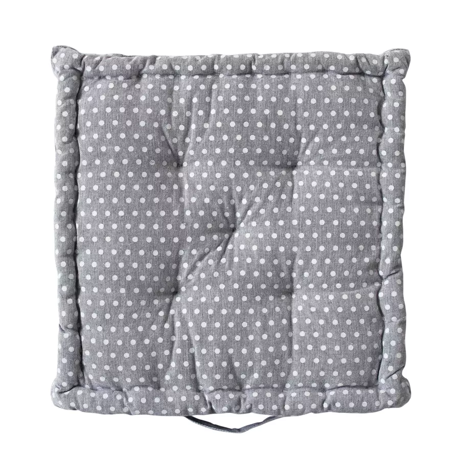 Coussin de sol carré coton recyclé (40 cm) Elisa Gris clair 4