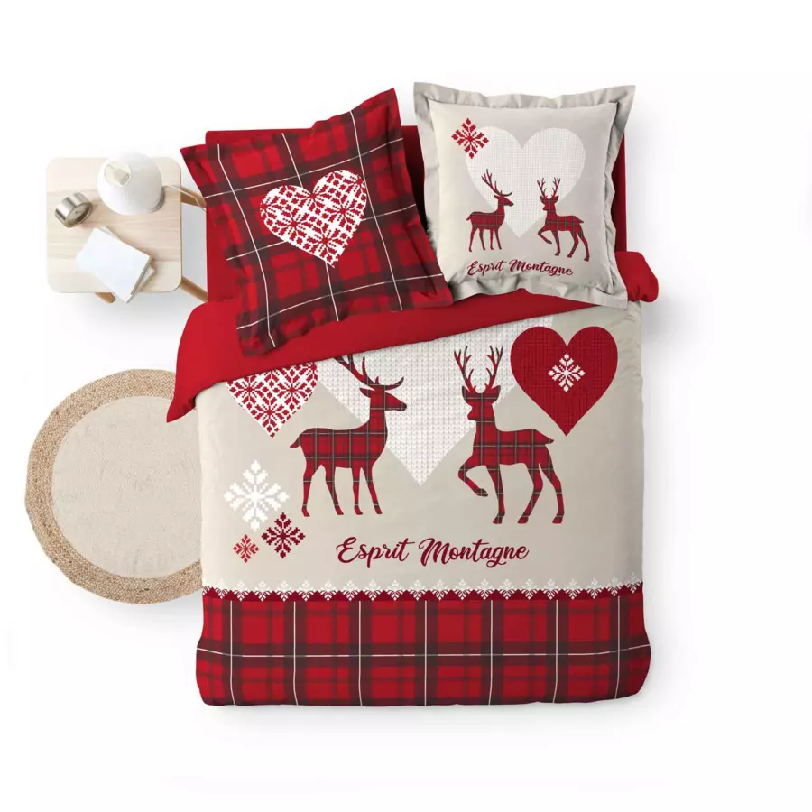 Funda Nórdica y dos fundas para almohadas algodón (240 cm) Heidi Rojo 4