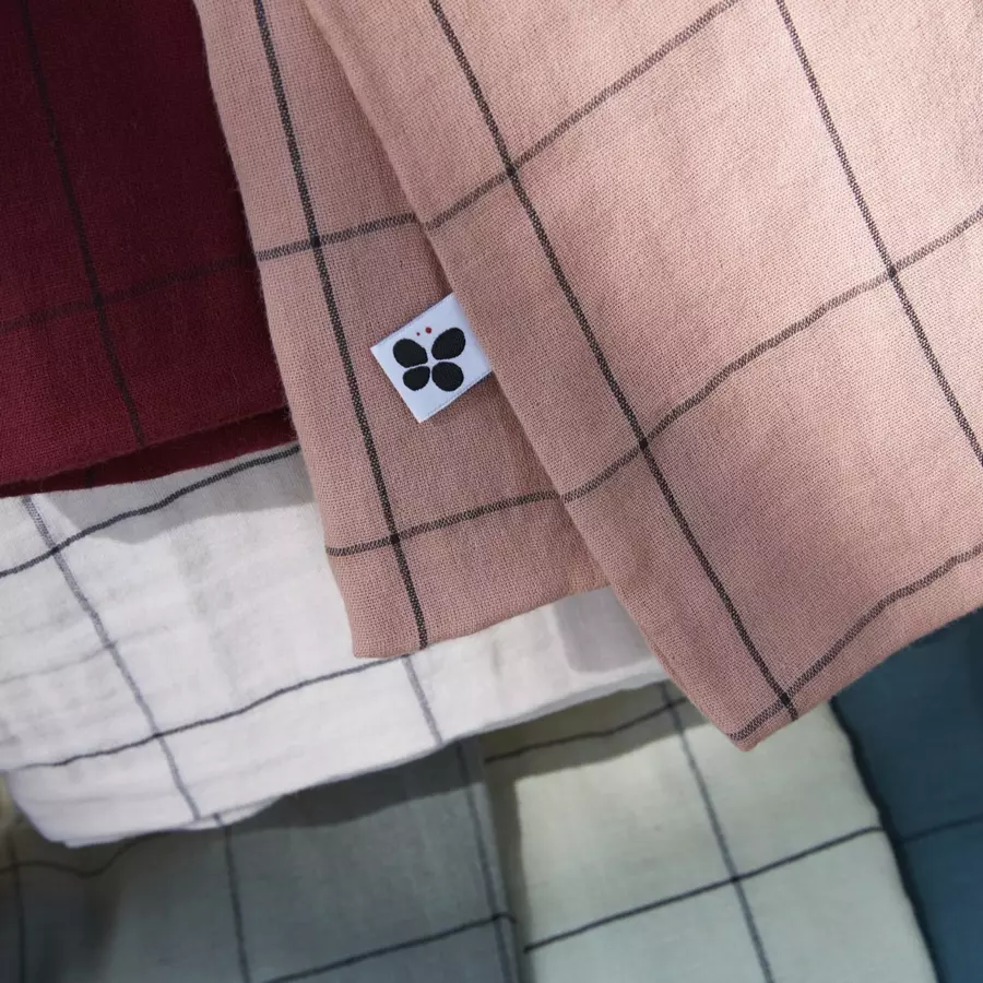 Funda de almohada rectangular en gasa de algodón (70 cm) Gaïa Match Verde  romero 4