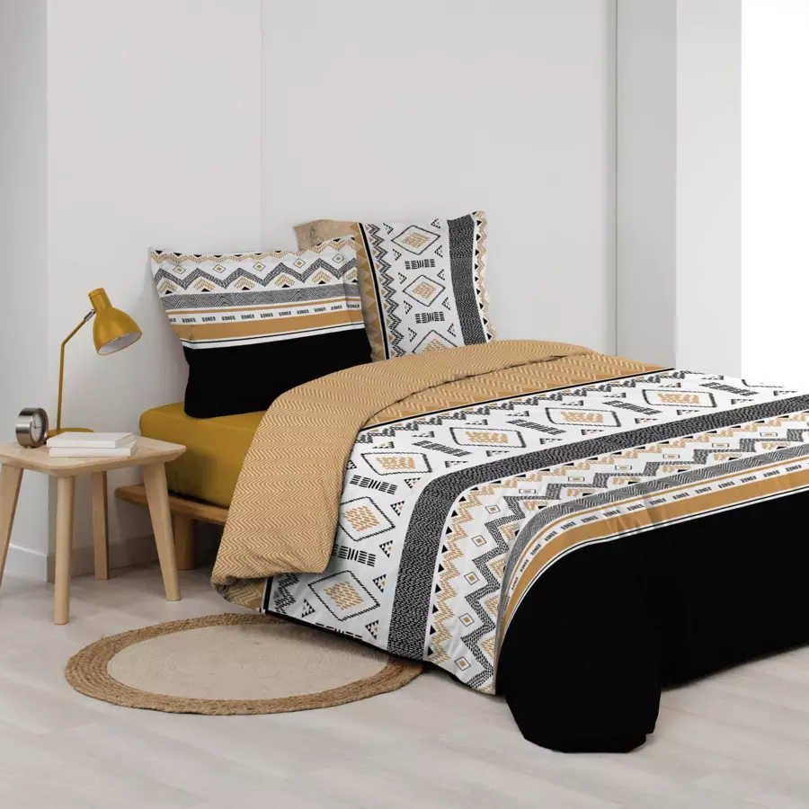 Housse de couette et deux taies percale de coton (260 cm) Astraline Multicolore 4