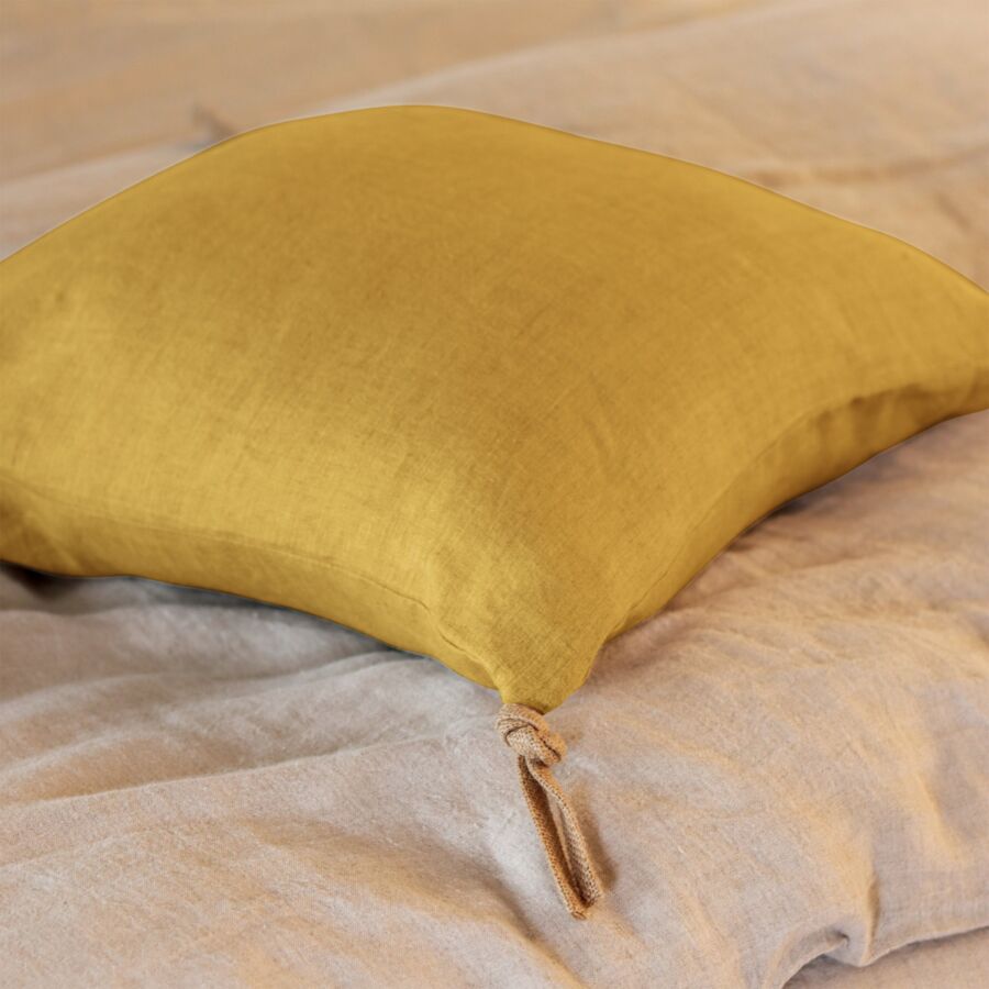 Cuscino quadrato lino lavato (45 cm) Louise Giallo senape