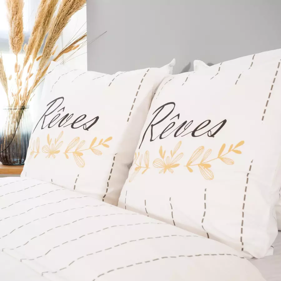 Funda nórdica y dos fundas de almohadones algodón (260 cm) Rêves Blanco 4