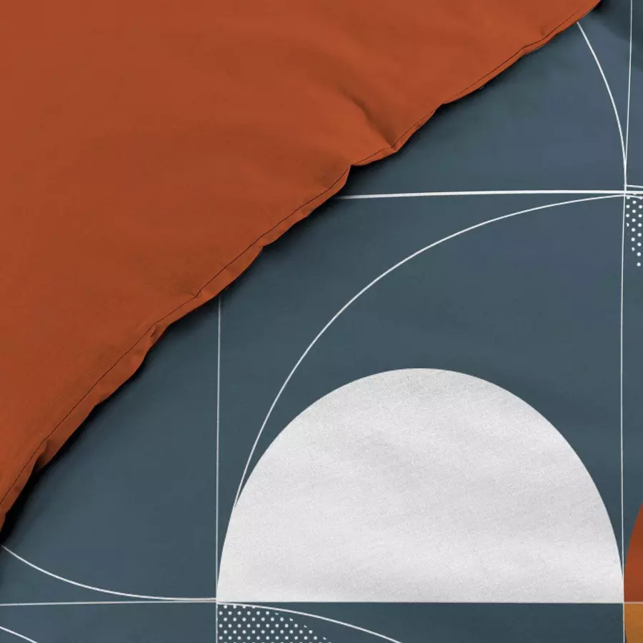 Housse de couette et deux taies coton (240 cm) Terrapop Bleue 4