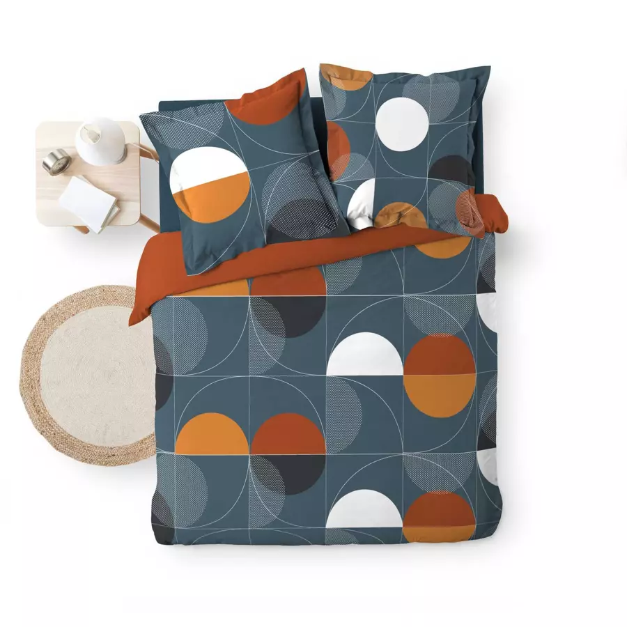 Funda nórdica y dos fundas para almohadones en algodón (240 cm) Terrapop Azul 5