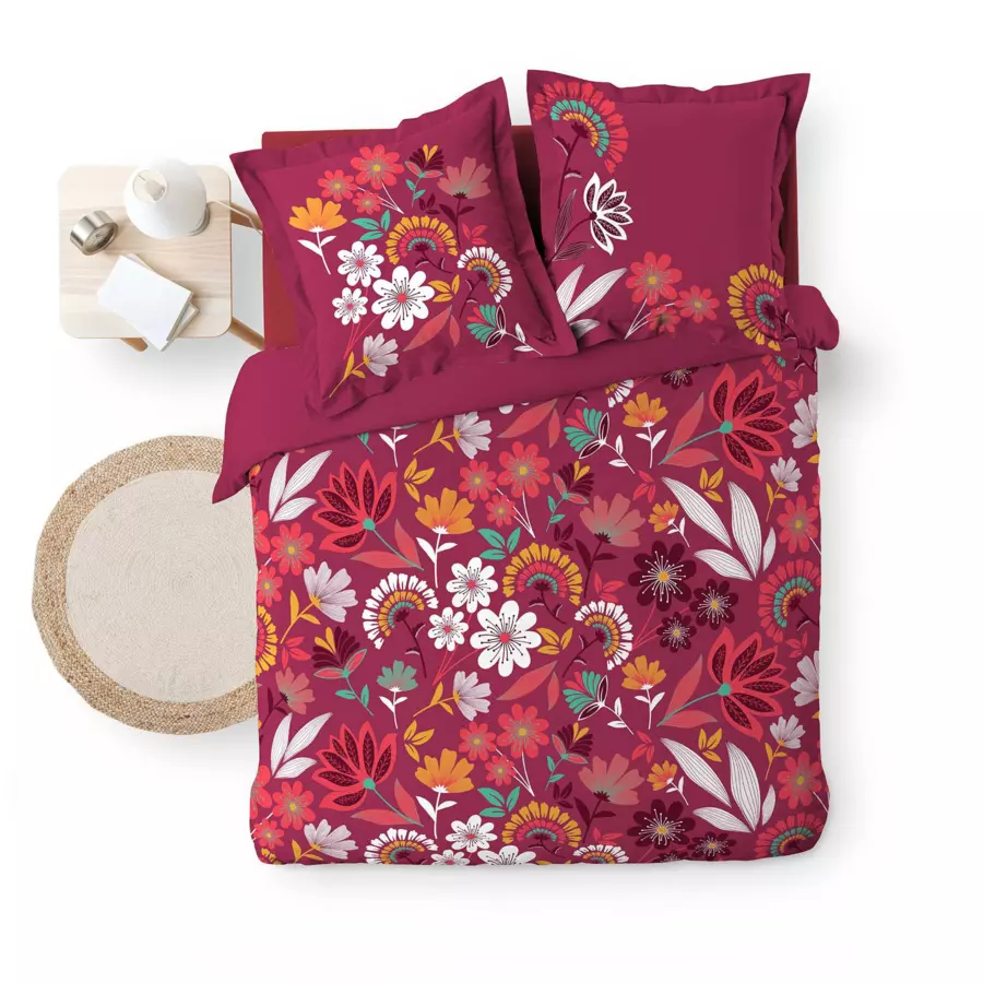Funda Nórdica y dos fundas en percal de algodón (240 cm) Arbusa Rojo  5