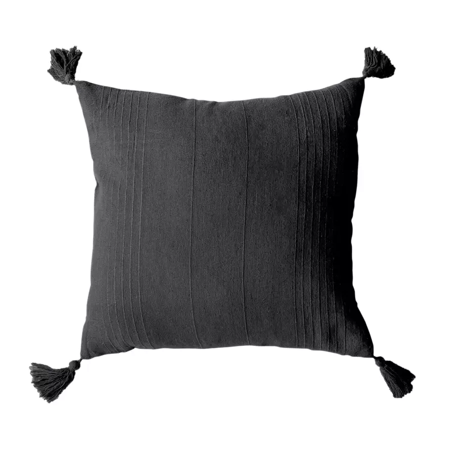 Coussin carré coton recyclé (40 cm) Bombay Gris anthracite 4