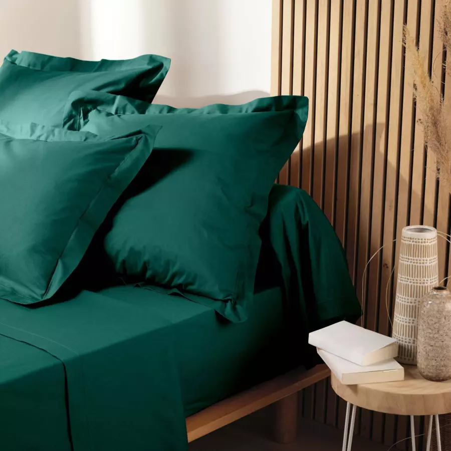 Funda de almohada cuadrada en algodón bio (63 cm) Biolina Verde esmeralda 4