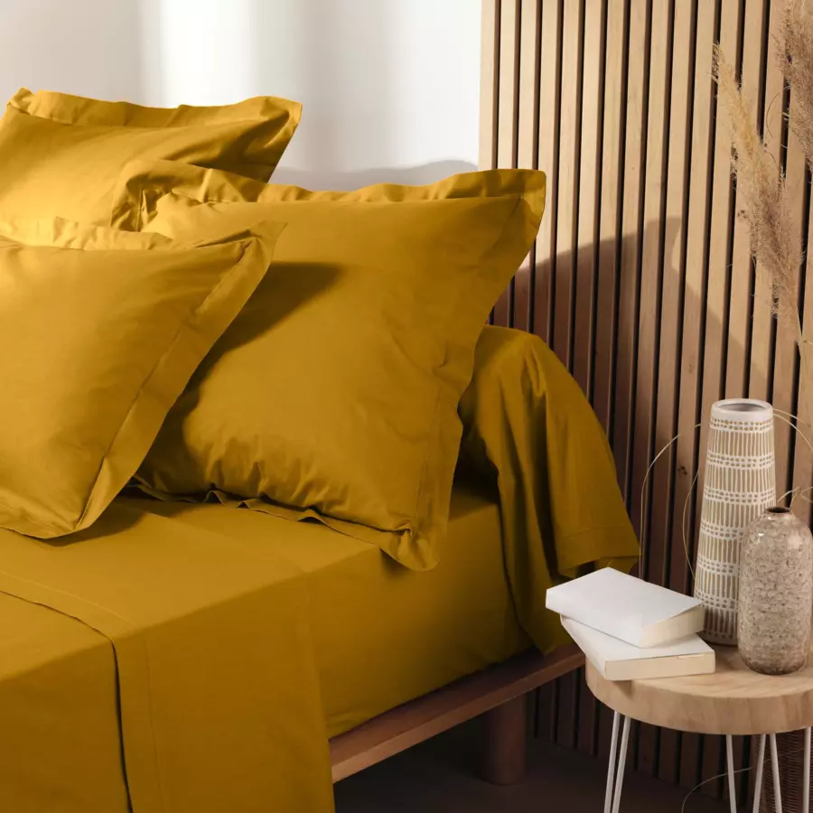 Taie d'oreiller rectangulaire coton bio (70 cm) Biolina Jaune ocre 4