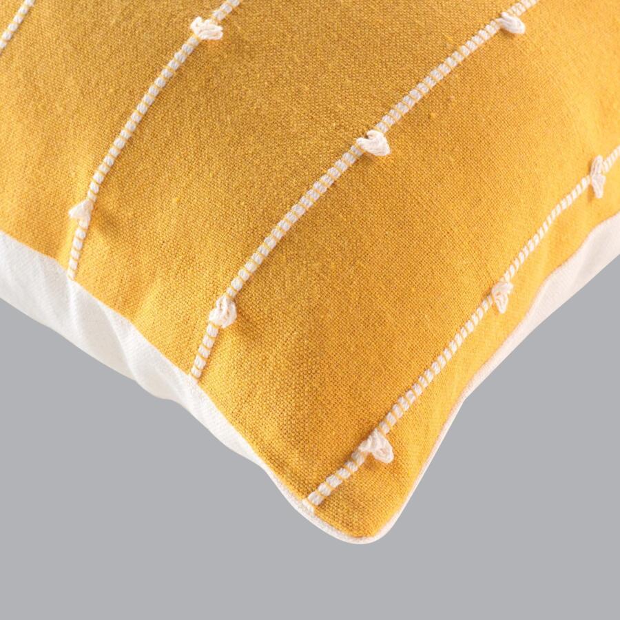 Quadratisches Kissen aus recycelter Baumwolle (45 cm) Linechic Gelb
