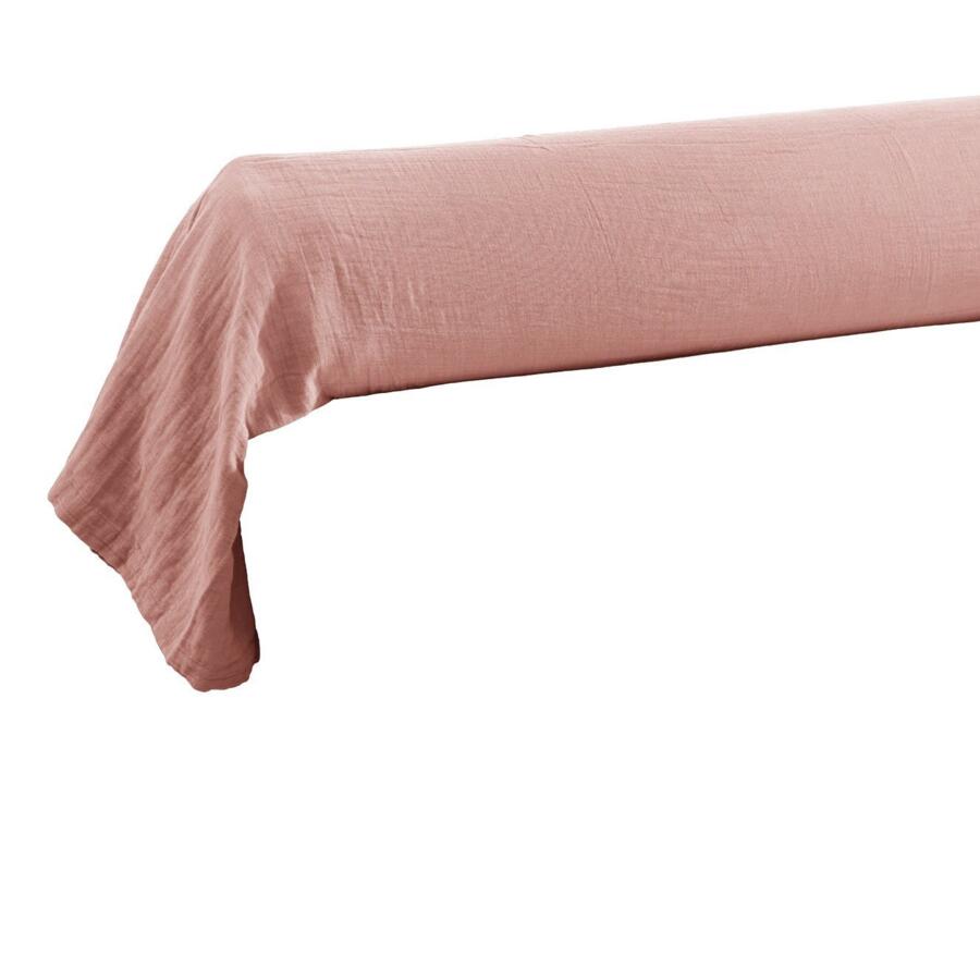 Funda de almohada travesaño en gasa de algodón (L185 cm) Gaïa Rosa durazno 4