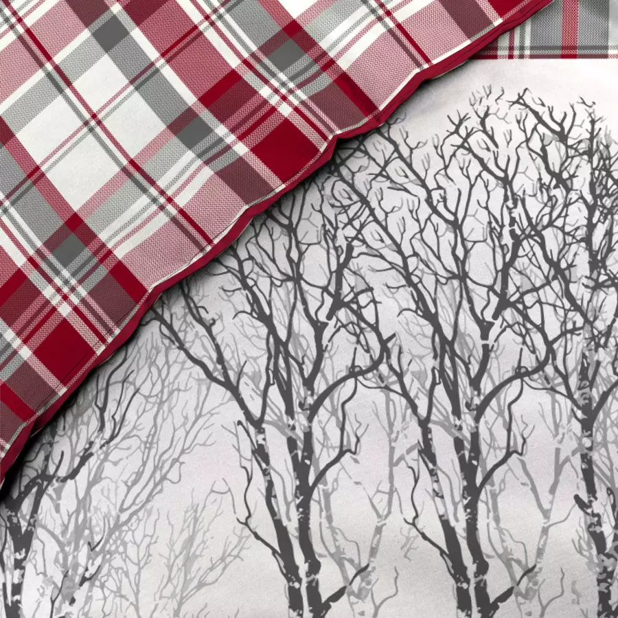 Housse de couette et deux taies coton (260 cm) Hivernal Rouge 4