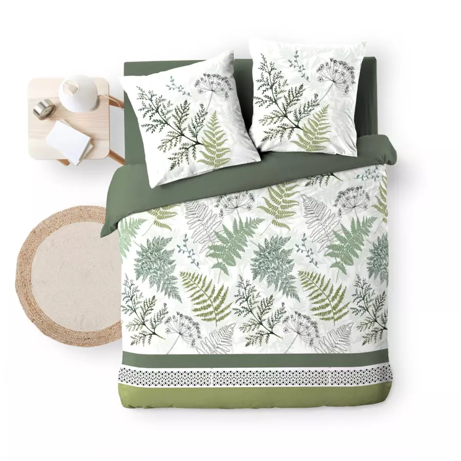 Funda Nórdica y dos fundas para almohadas gasa de algodón (260 cm) Verveine  Verde 5