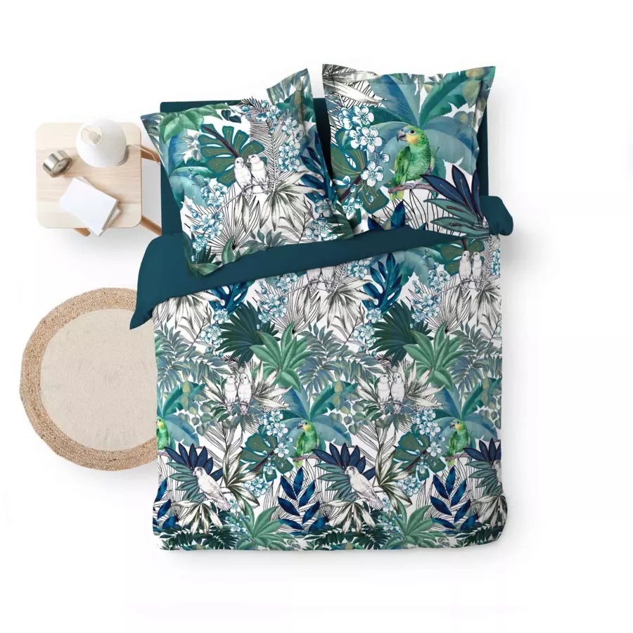 Funda Nórdica y dos fundas para almohadas en percal (240 cm) Colibri Azul 5