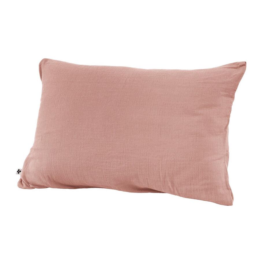 Funda para almohada rectangular en en gasa de algodón (L80 cm) Gaïa Rosa durazno 4
