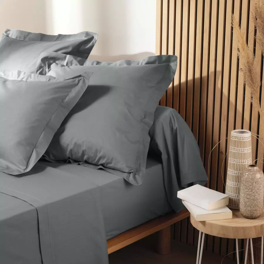Funda de almohada rectangular en algodón bio (70 cm) Biolina Gris 4