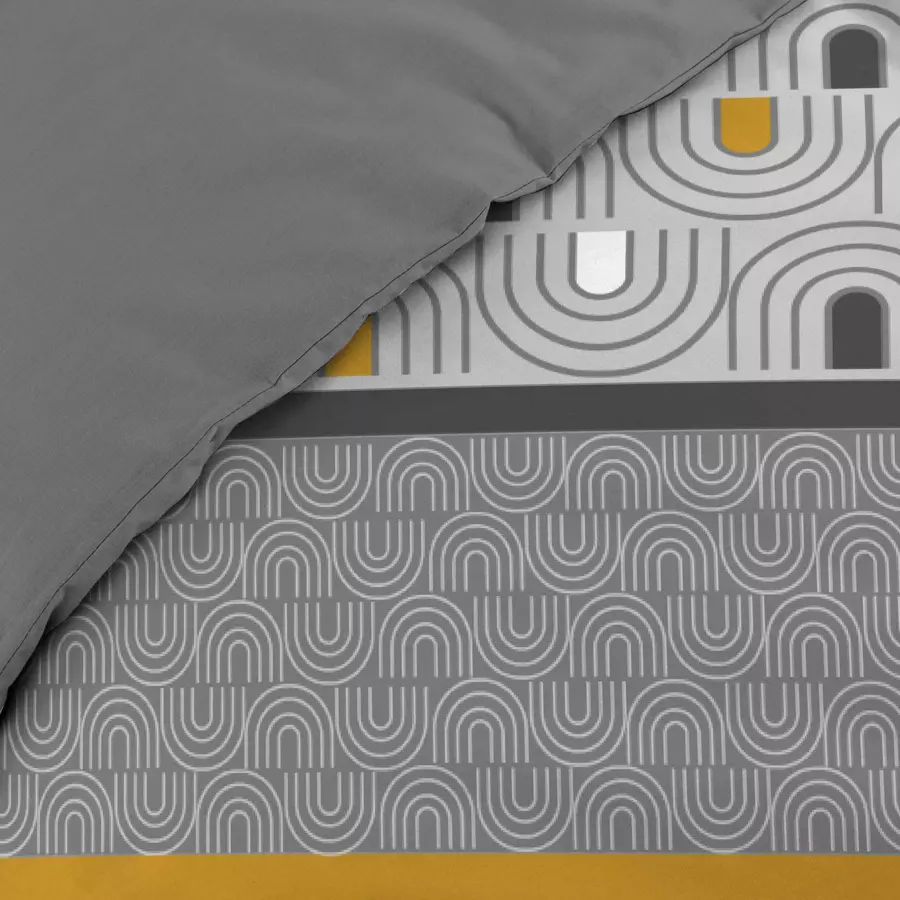 Funda Nórdica y dos fundas de almohada en algodón (240 cm) Pop chic Gris 4
