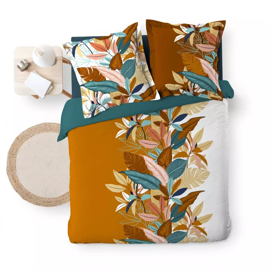 Funda Nórdica y dos fundas en percal de algodón (240 cm) Yucca Naranja 5