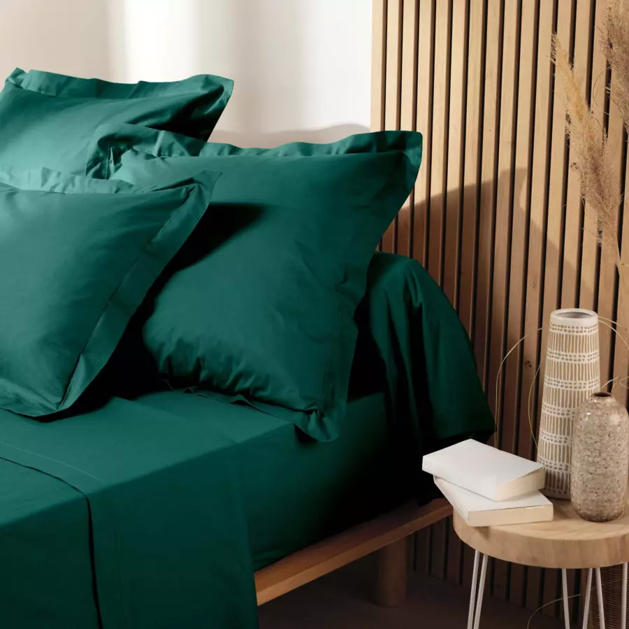 Funda de almohada rectangular en algodón bio (70 cm) Biolina Verde esmeralda 4