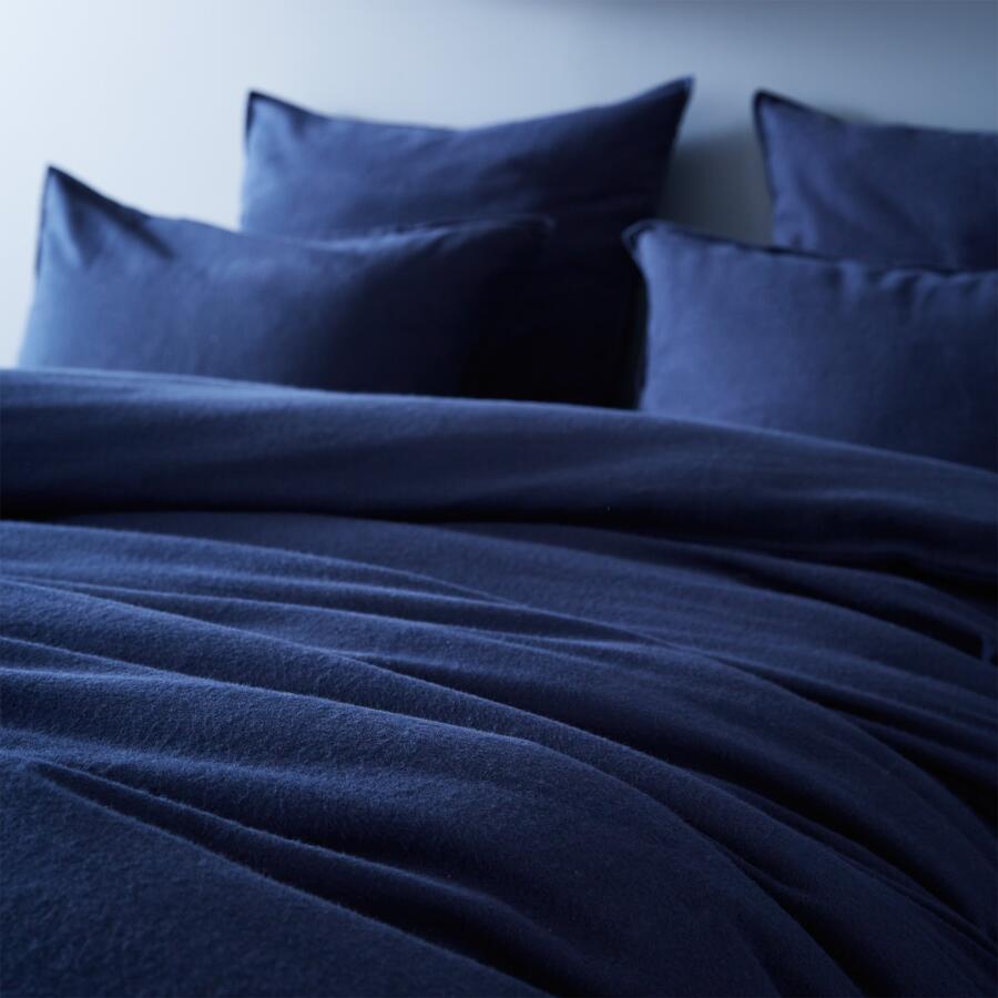 Funda de almohada rectangular en franela de algodón (70 cm) Théa Azul noche 4