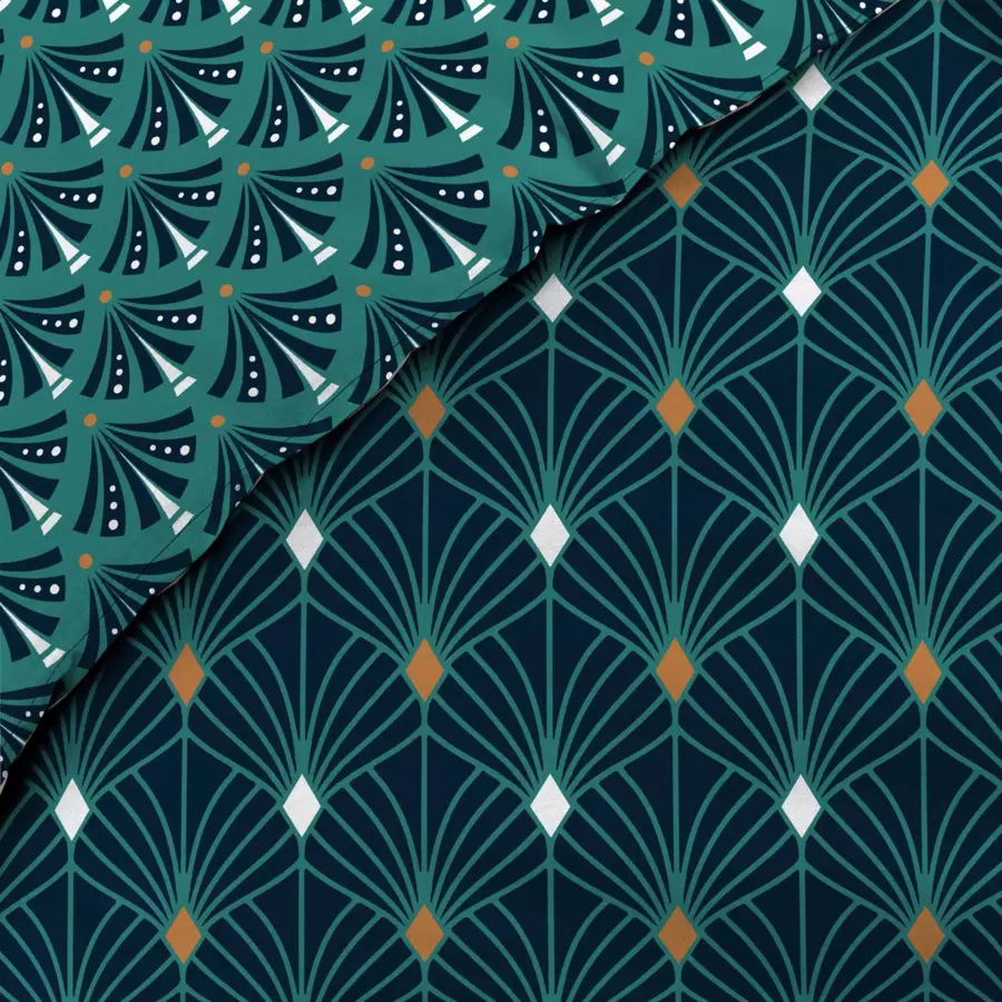 Housse de couette et deux taies coton (260 cm) Meloe Bleu canard 5