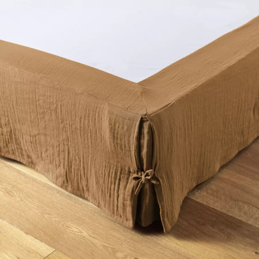 Cache-sommier Gaze de coton (180 x 200 cm) Gaïa Camel