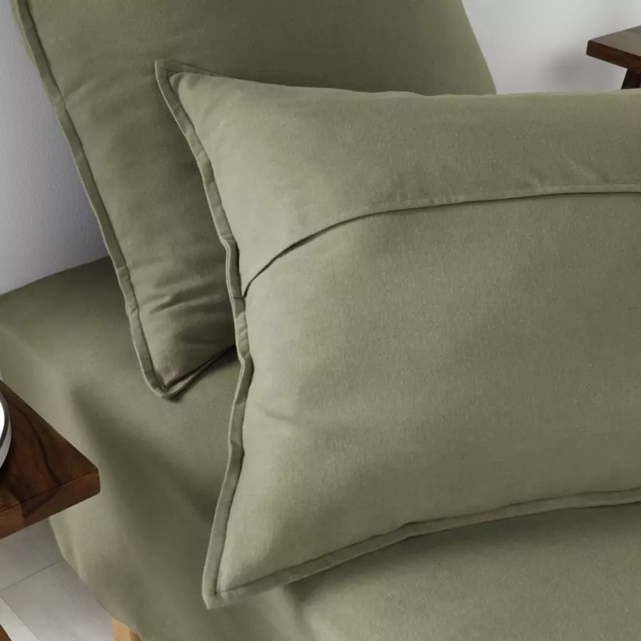 Rechteckiger Kopfkissenbezug aus Flanell (70 cm) Théa Rosmaringrün 4