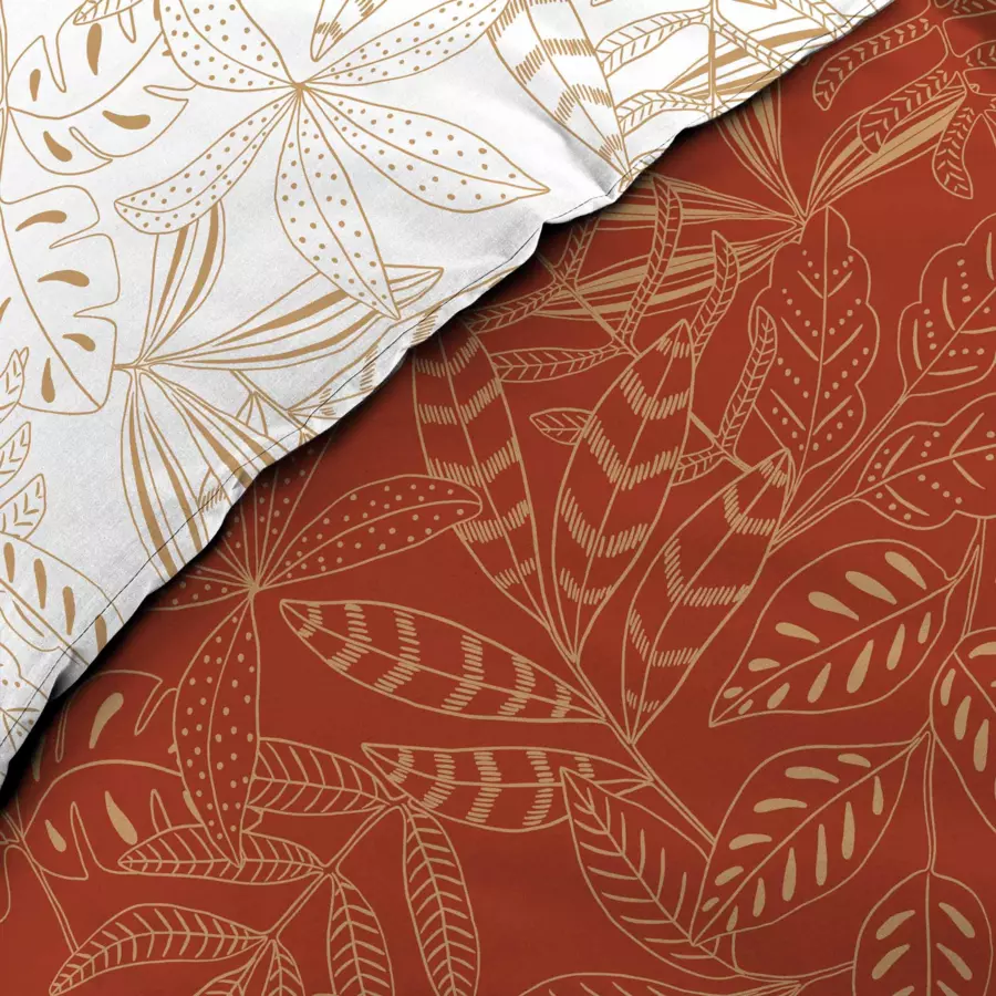 Funda Nórdica y dos fundas para almohadas algodón (240 cm) Belflor Terracota y dorado 4