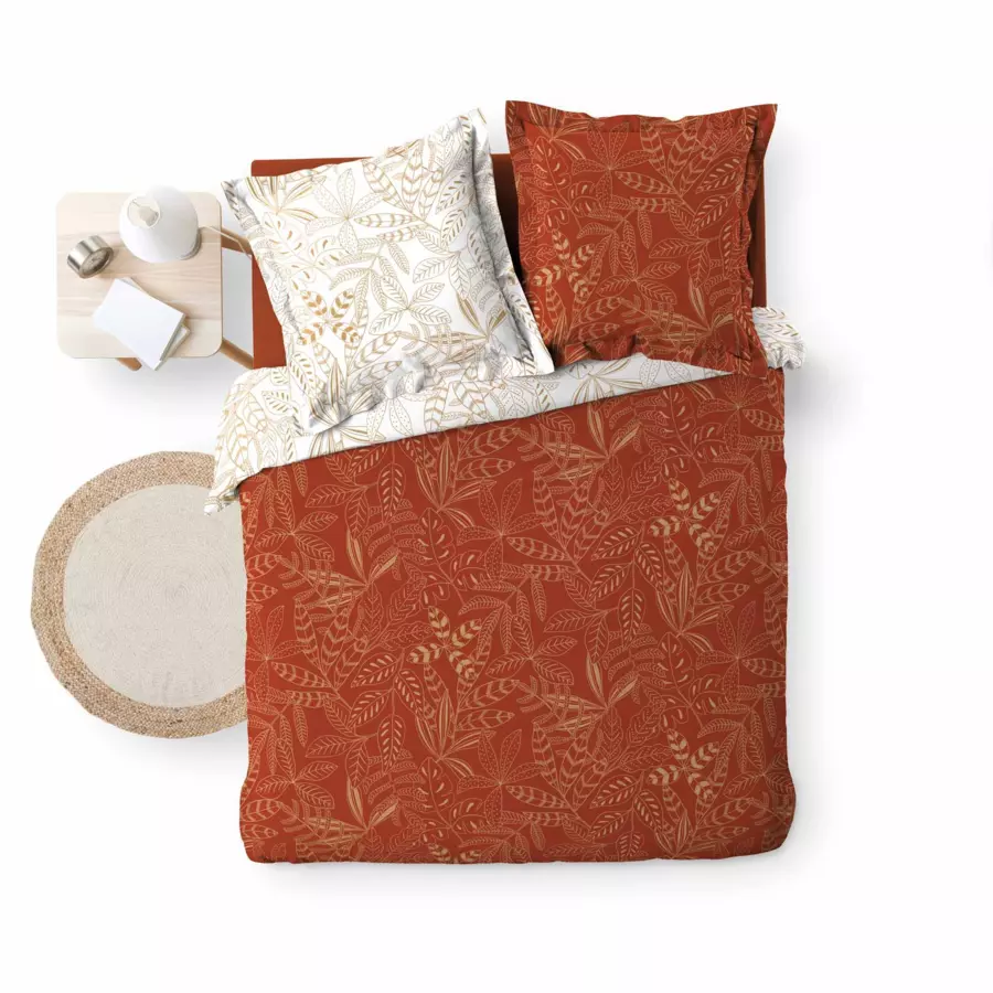 Funda Nórdica y dos fundas para almohadas algodón (240 cm) Belflor Terracota y dorado 5