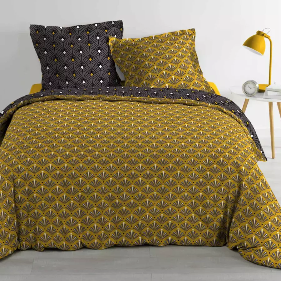 Funda nórdica y dos fundas para almohadones en algodón (240 cm) Meloe Grise 4