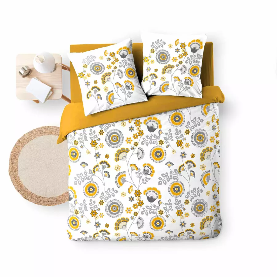 Housse de couette et deux taies gaze de coton (260 cm) Garance Jaune 4