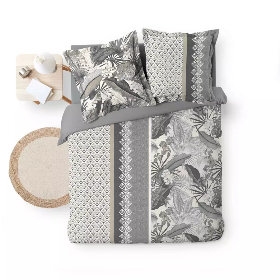 Funda Nórdica y dos fundas de almohada en algodón (240 cm) Cyndelle Gris 5