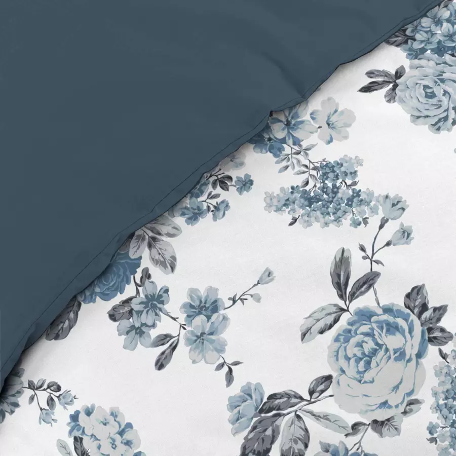 Housse de couette et deux taies gaze de coton (240 cm) Roselia Bleue 4