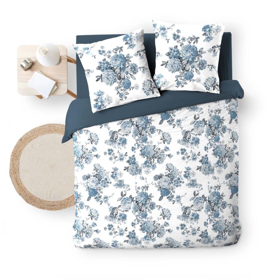 Funda Nórdica y dos fundas para almohadas gasa de algodón (240 cm) Rosalia Azul 5