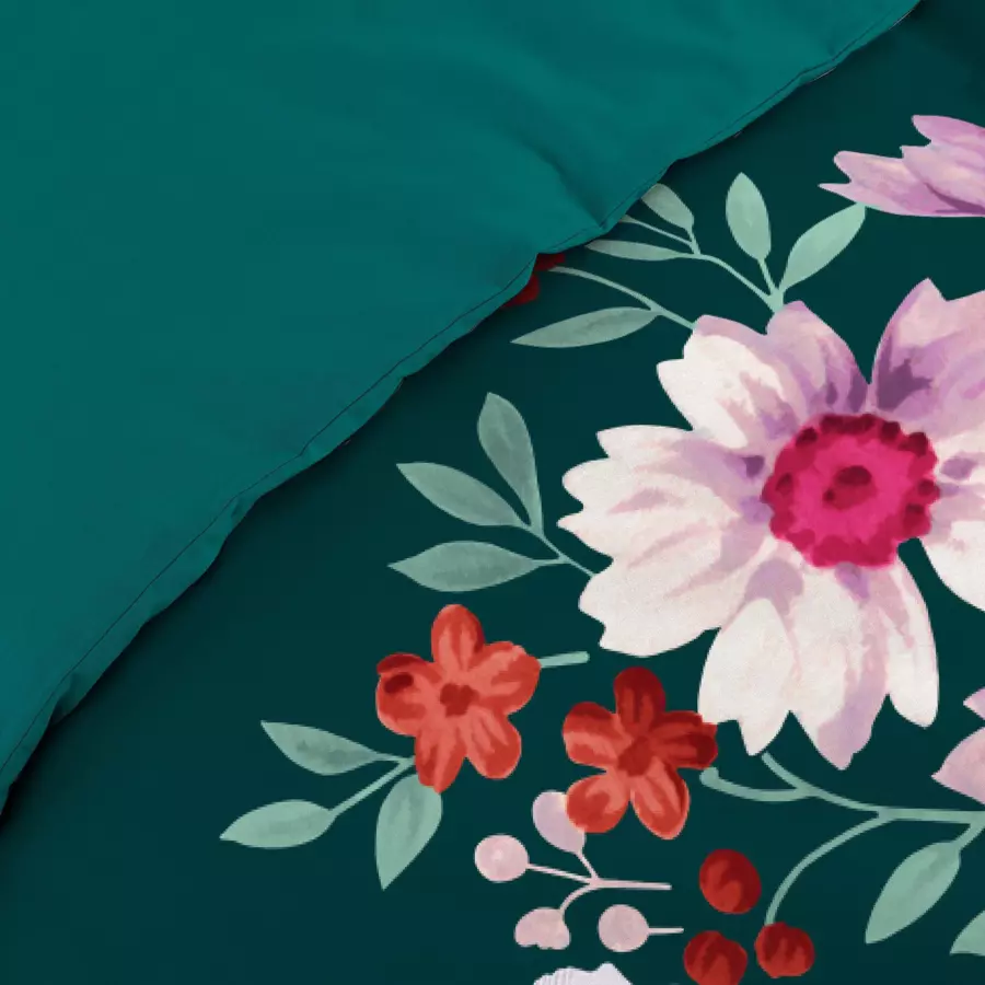 Dekbedovertrek en 2 katoenen kussenslopen (240 cm) Indirose Blauw 4