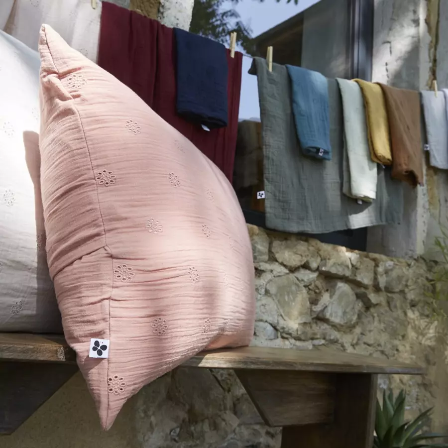 Funda de almohada rectangular de en gasa de algodón  (60 cm) Gaïa Boho Verde tilo 4