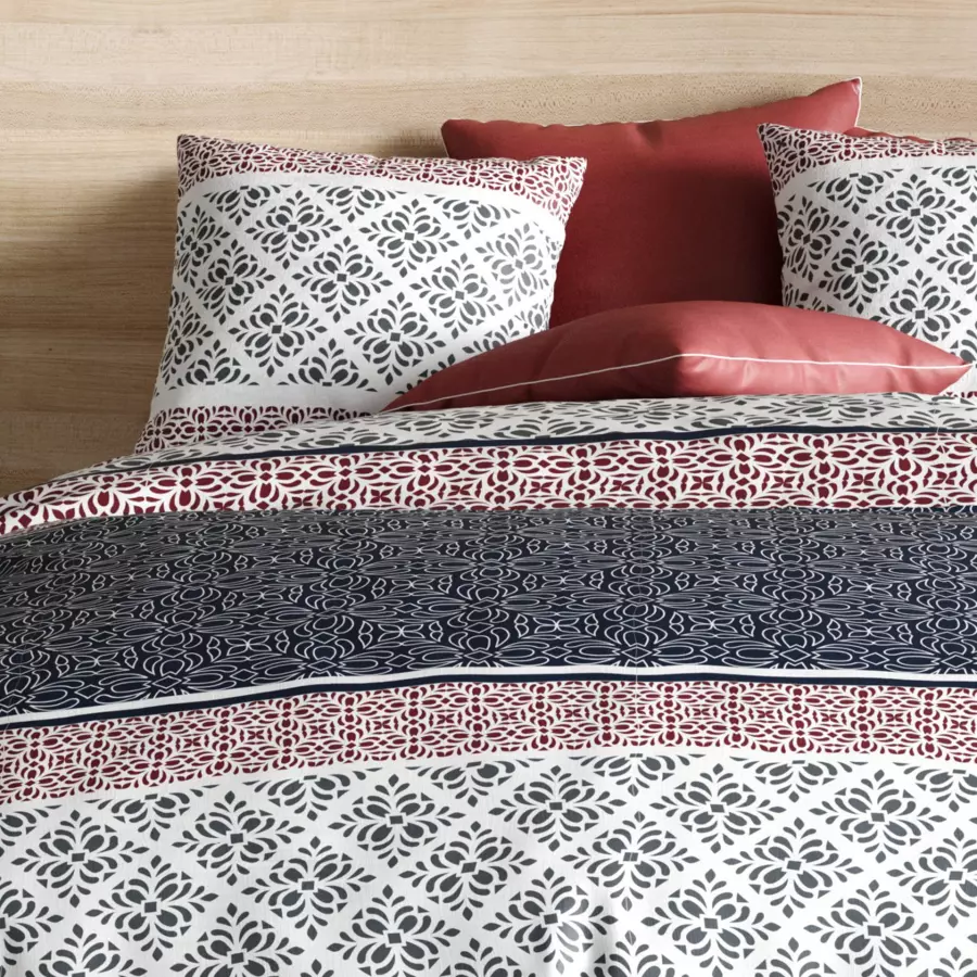 Housse de couette et deux taies coton (240 cm) Sergio Grise 4
