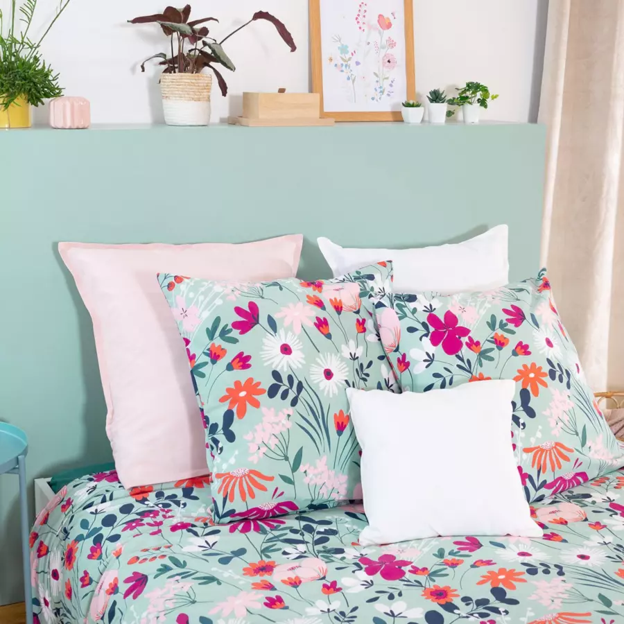 Funda nórdica y dos fundas de almohadones algodón orgánico  (240 cm) Flore Multicolor 5