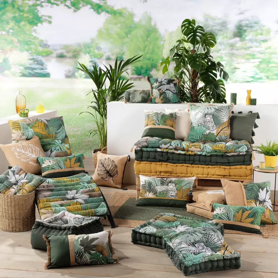 Funda Nórdica y dos fundas de almohada en algodón (240 cm) Leo Jungle Verde 5