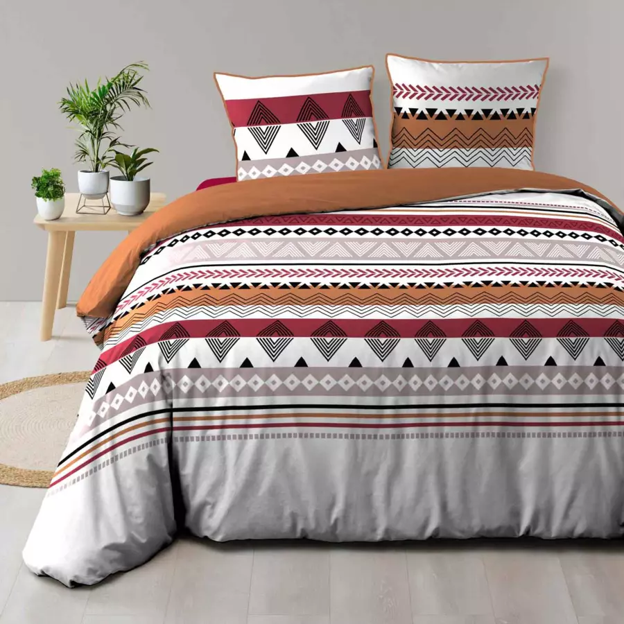 Funda Nórdica y dos fundas para almohadas algodón bio (240 cm) Annette Terracota 4