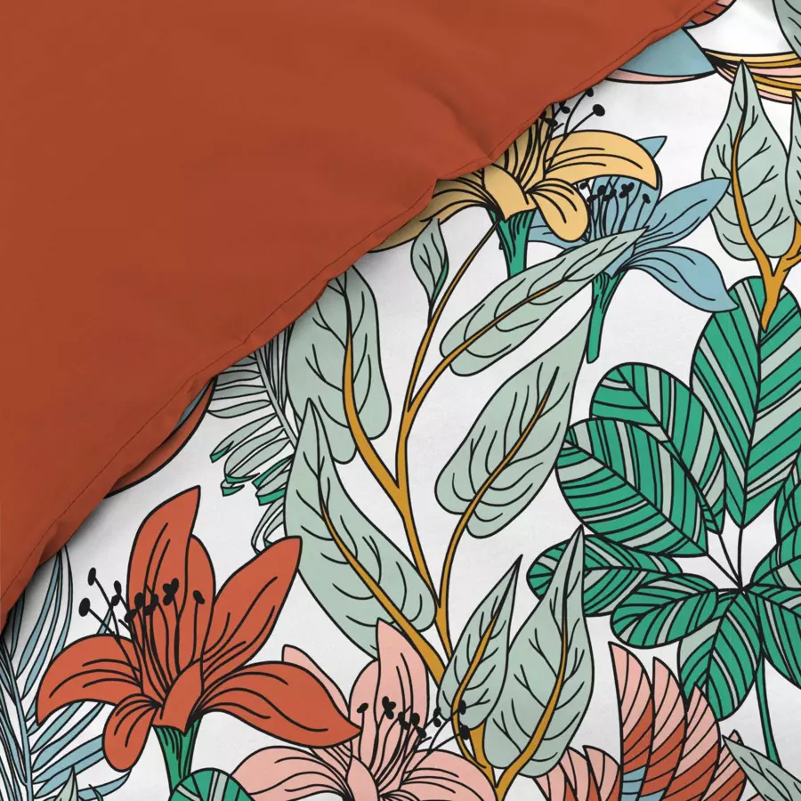 Housse de couette et deux taies gaze de coton (260 cm) Palombe Orange 4