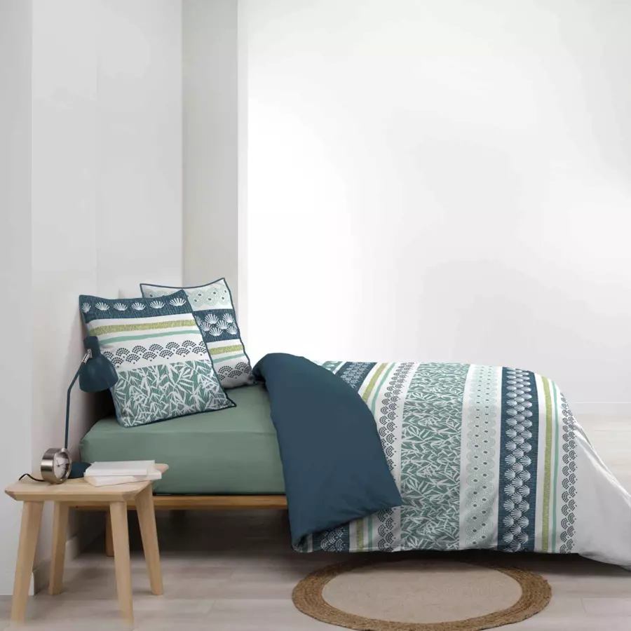 Funda Nórdica y dos fundas para almohadas algodón bio (260 cm) Astrid Azul 4