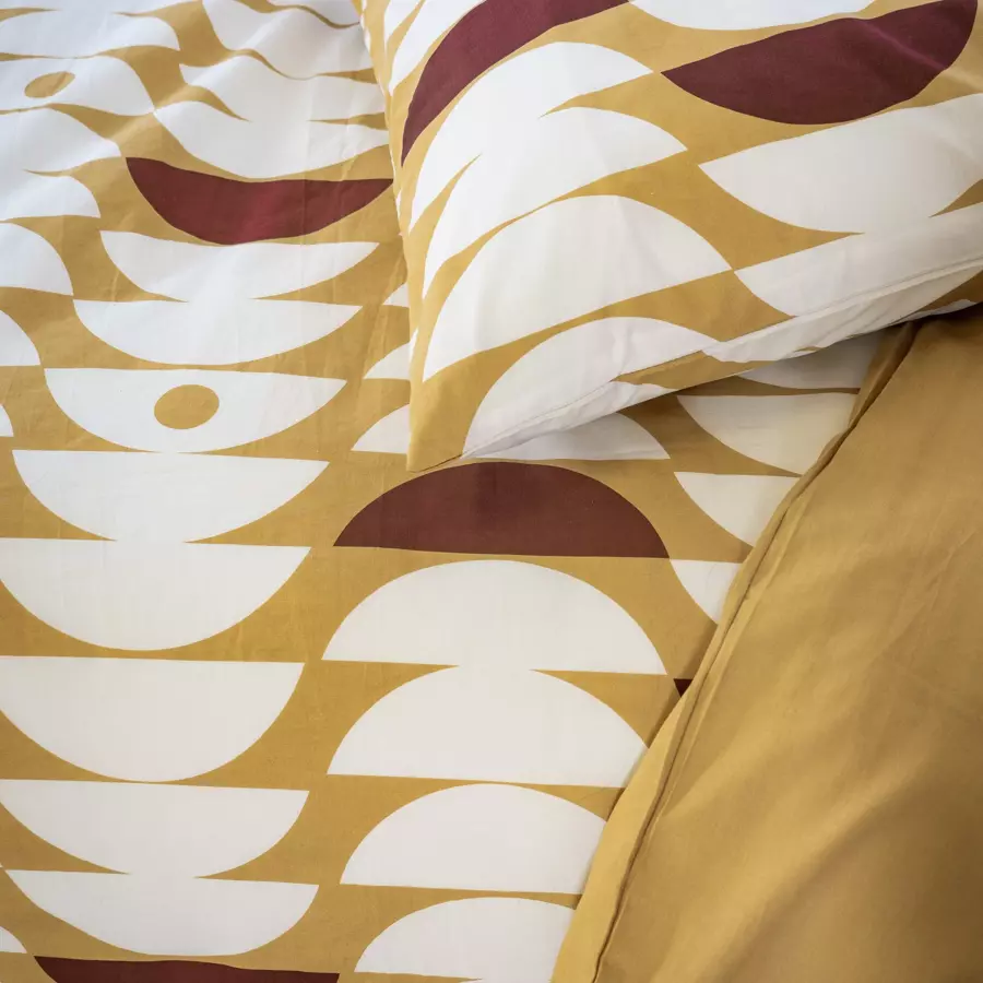 Funda Nórdica y dos fundas para almohada en algodón (240 cm) Aube Marrón claro 4