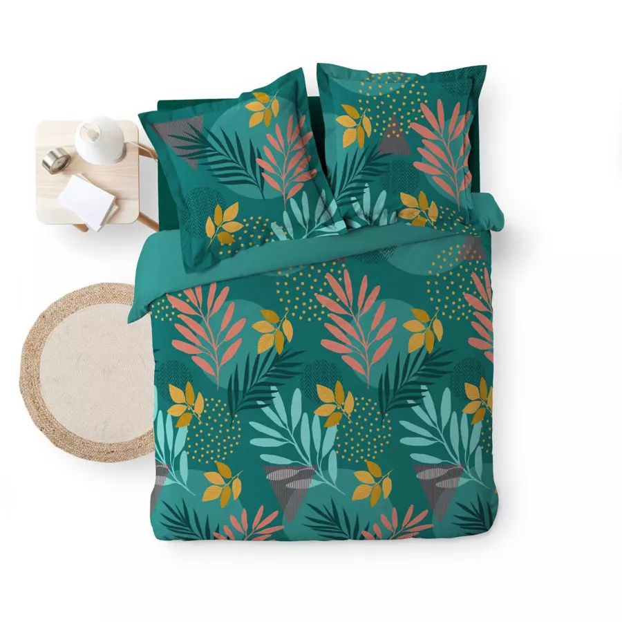 Funda Nórdica y dos fundas de almohada en algodón (260 cm) Aurelyne Azul 5