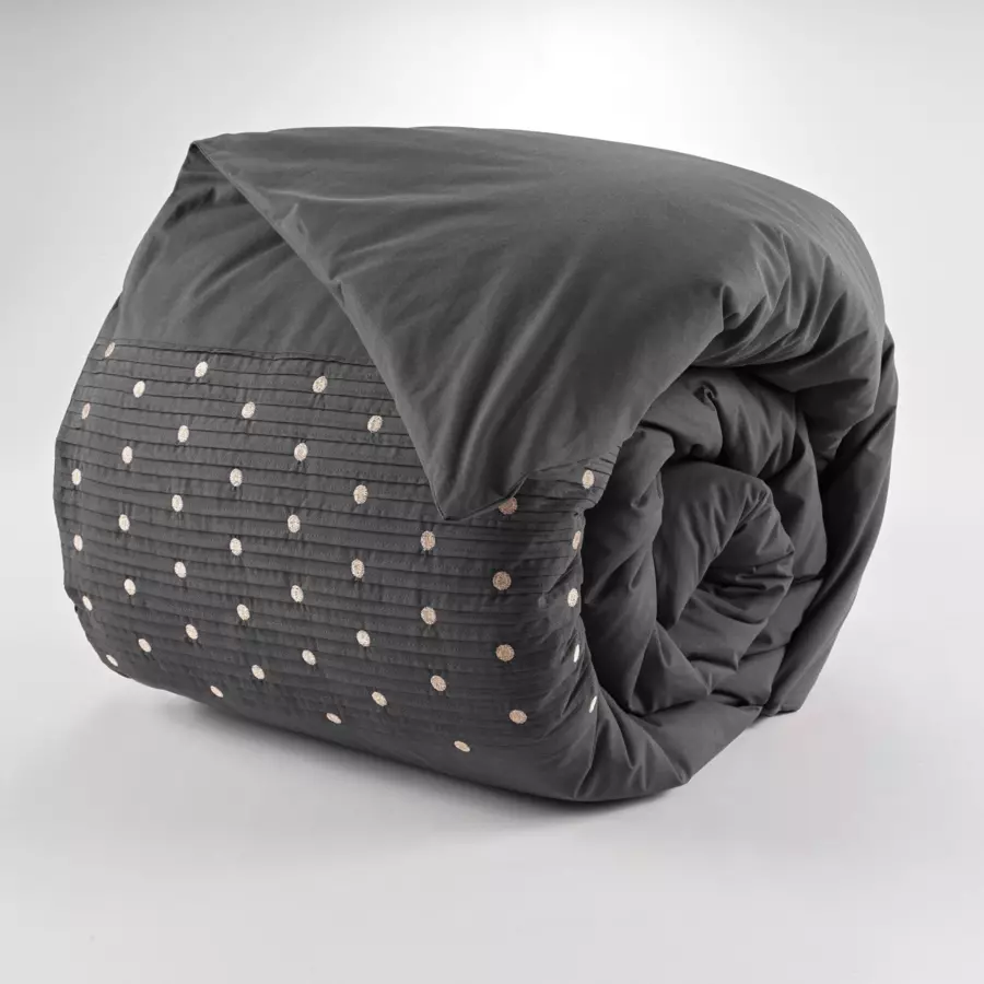 Funda nórdica  con bordados en algodón (200 cm) Agathe Gris antracita 4