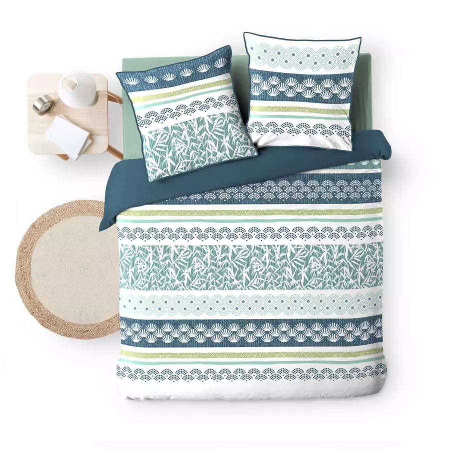 Funda Nórdica y dos fundas para almohadas algodón bio (240 cm) Astrid Azul 5